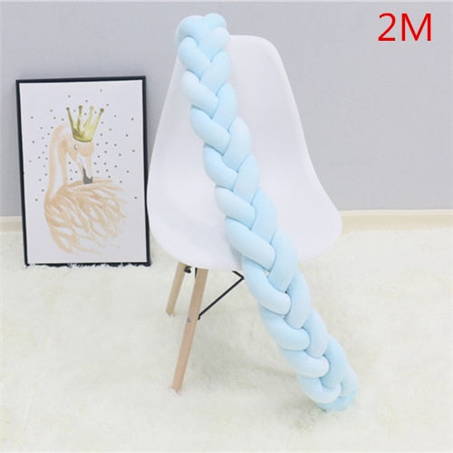 200cm Baby Bed Bumper Knot Long Handmade Knotted Braid Weaving Plush Baby Crib Protector Infant Knot Pillow Room Decor