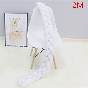 200cm Baby Bed Bumper Knot Long Handmade Knotted Braid Weaving Plush Baby Crib Protector Infant Knot Pillow Room Decor