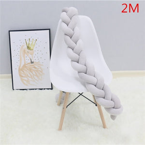 200cm Baby Bed Bumper Knot Long Handmade Knotted Braid Weaving Plush Baby Crib Protector Infant Knot Pillow Room Decor