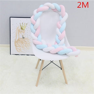 200cm Baby Bed Bumper Knot Long Handmade Knotted Braid Weaving Plush Baby Crib Protector Infant Knot Pillow Room Decor