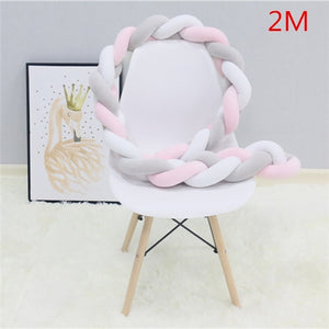 200cm Baby Bed Bumper Knot Long Handmade Knotted Braid Weaving Plush Baby Crib Protector Infant Knot Pillow Room Decor