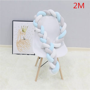 200cm Baby Bed Bumper Knot Long Handmade Knotted Braid Weaving Plush Baby Crib Protector Infant Knot Pillow Room Decor