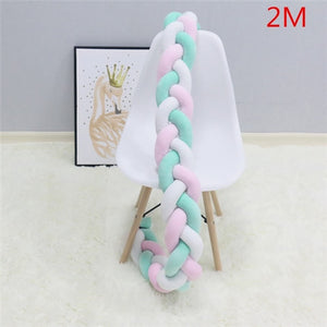 200cm Baby Bed Bumper Knot Long Handmade Knotted Braid Weaving Plush Baby Crib Protector Infant Knot Pillow Room Decor