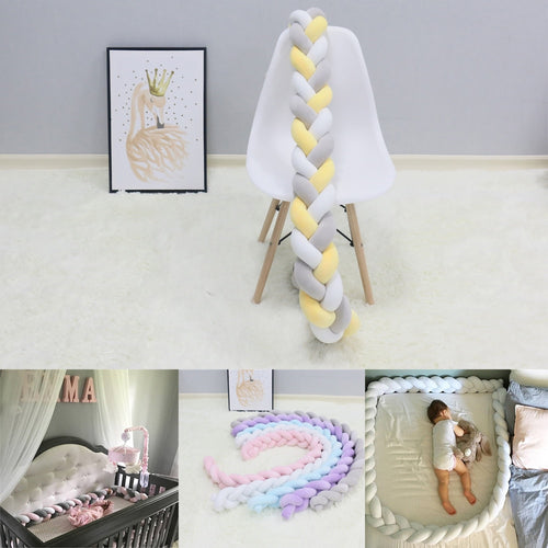 1Pcs 1M/2M/3M Baby Handmade Nodic Knot Newborn Bed Bumper Long Knotted Braid Pillow Baby Bed Bumper Knot Crib Infant Room Decor