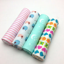 Load image into Gallery viewer, 4pcs/lot newborn baby bed sheet bedding set 76x76cm for newborn crib sheets cot linen 100% cotton Flannel printing baby blanket