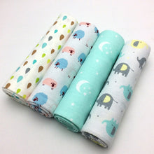 Load image into Gallery viewer, 4pcs/lot newborn baby bed sheet bedding set 76x76cm for newborn crib sheets cot linen 100% cotton Flannel printing baby blanket