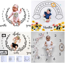 Load image into Gallery viewer, Infant Baby Milestone Blanket Photo Photography Prop Blankets Backdrop Cloth Calendar Bebe Boy Girl Photo Accessories 100x100cm