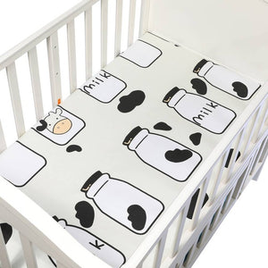 100% Cotton Crib Fitted Sheet Soft Breathable Baby Bed Mattress Cover Cartoon Newborn Bedding For Cot Size 130*70cm/105*60