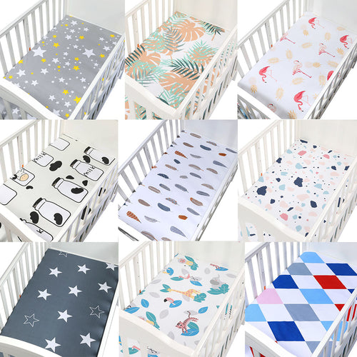 130cm*70cm 100% Cotton Crib Fitted Sheets Soft Baby Bed Mattress Covers Printed Newborn Infant Bedding Set Kids Mini Cot Sheet