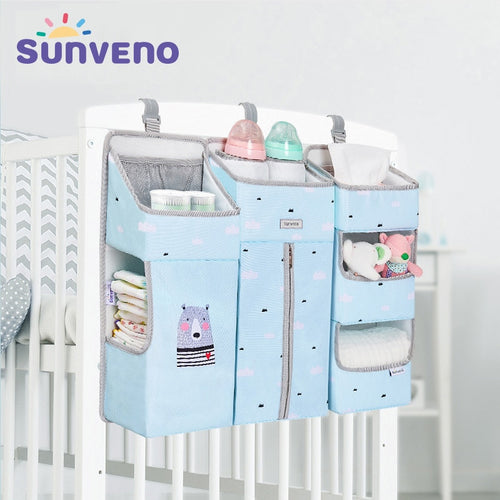 SUNVENO Portable Baby Crib Organizer Bed Hanging Bag for Baby Essentials Diaper Storage Cradle Bag Bedding Set Diaper Caddy